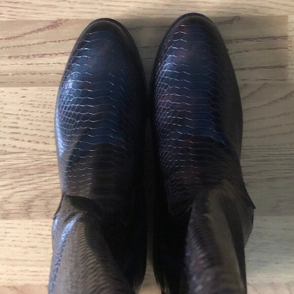 K STUDIO (Size 10) Dark Brown Alligator/Snake Knee Boots - Picture 5 of 7